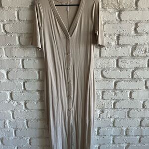 Travis Mathew Tan Pleated Sheath Dress